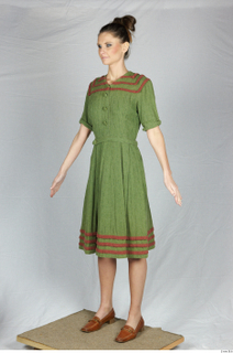  Photos Woman in Historical Dress 16 20th century Green Dress a poses whole body 0002.jpg